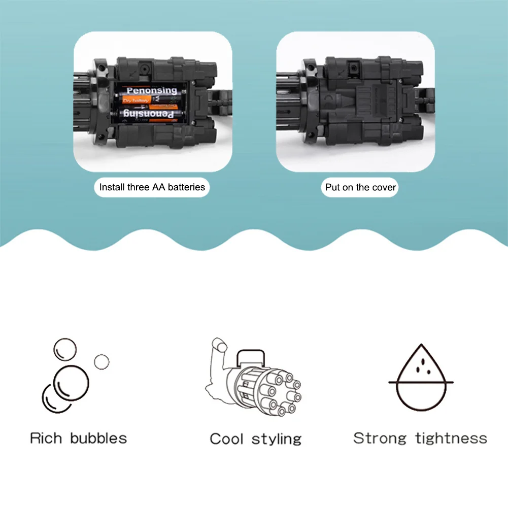 Детский автоматический пистолет для мыльных пузырей 2-в-1 Электрический бластер с
