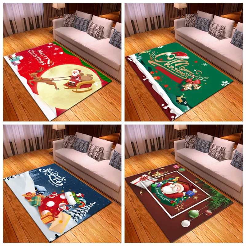 

Рождественский ковер для гостиной, спальню Санта-Клауса, покрытый прикроватным ковриком, детский праздничный декоративный мультяшный ковр...