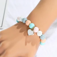 hocole love bracelets for women elastic glass beads bracelets femme girls heart charm bracelet jewelry christmas gift 2019