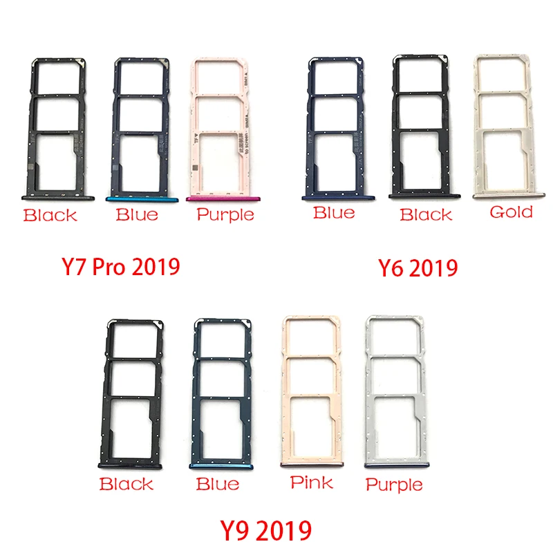 SIM Card For Huawei Y6 Y9 Y7 Pro 2019 SIM Card Slot SD Card Tray Holder Adapter Replacement Spare Parts