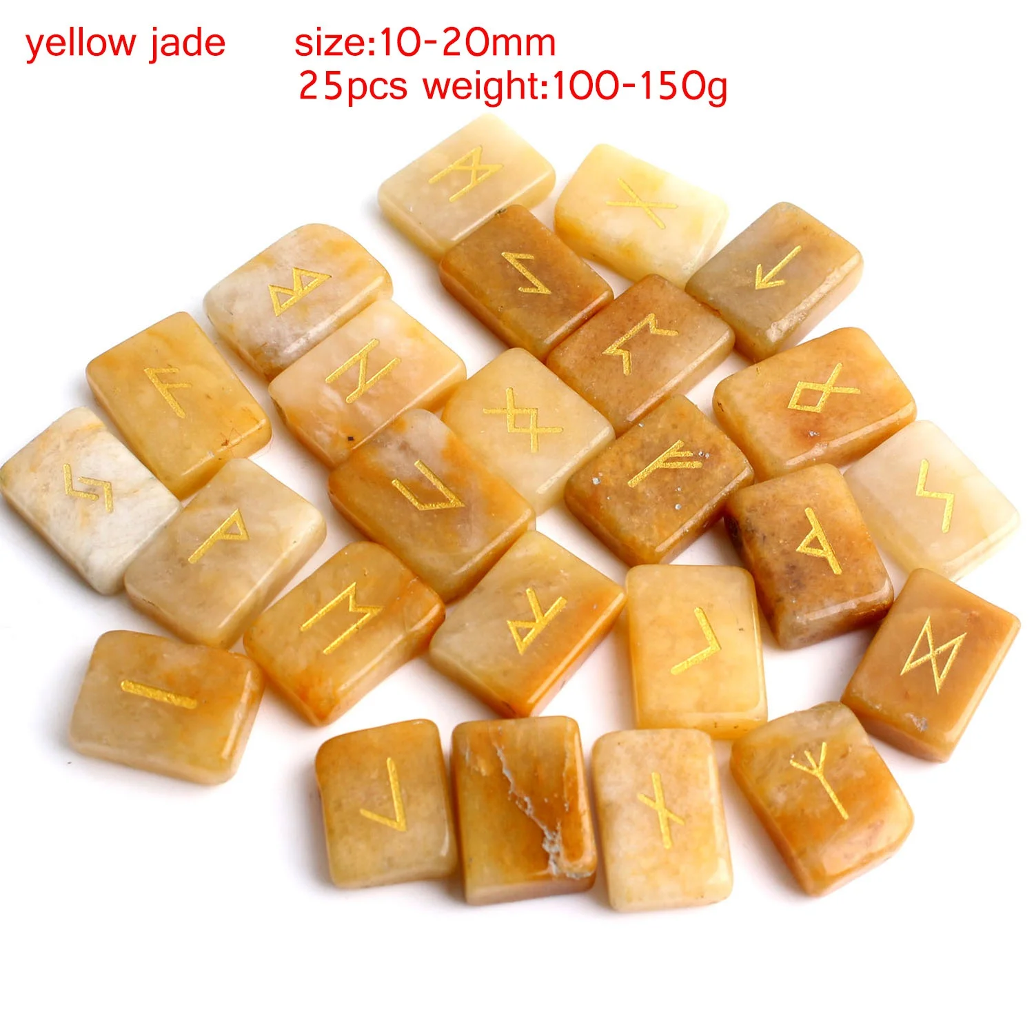 25 шт натуральный желтый нефритовый Кристалл руны квадратные камень гадания