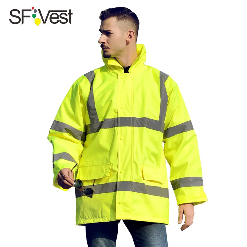 SFVest высокая видимость светоотражающий плащ хлопковая куртка пальто светящийся защитный плащ