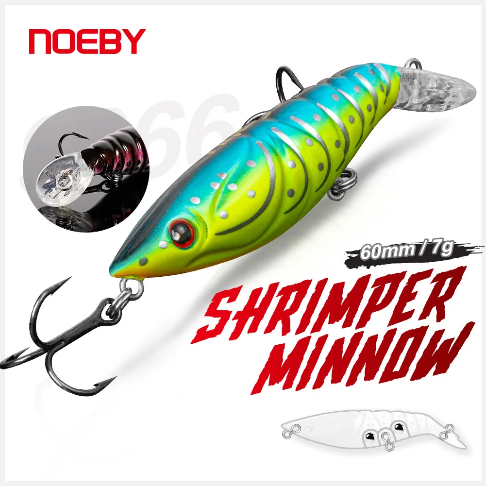 

Рыболовные приманки креветки NOEBY, 60 мм, 7 г, искусственная приманка плавучая приманка на гольяна NBL9066
