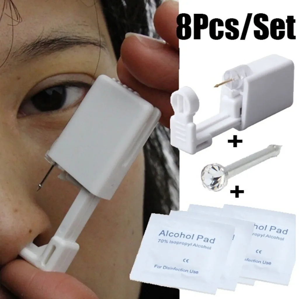 OutTop Disposable No Pain Safe Sterile Ear Stud Piercing Gun Kit Nose Tool Build In Steel Earring Star | Красота и здоровье