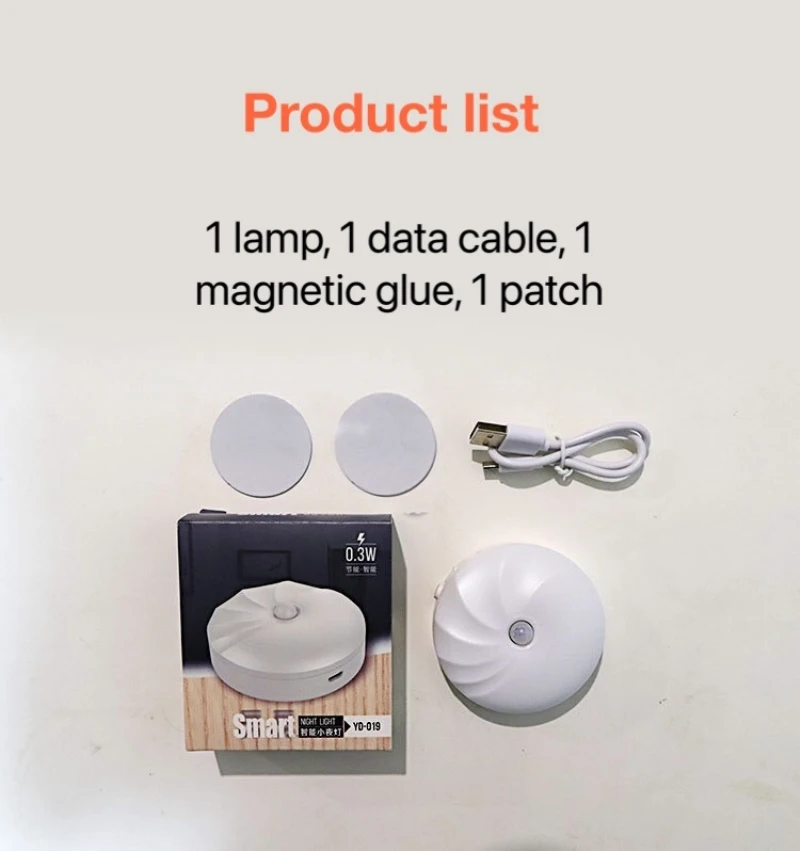 

LED Night Light Motion Sensor Light Rechargeable Night Light Wireless Energy-saving LED Human Body Induction Light Bedroom Lamp