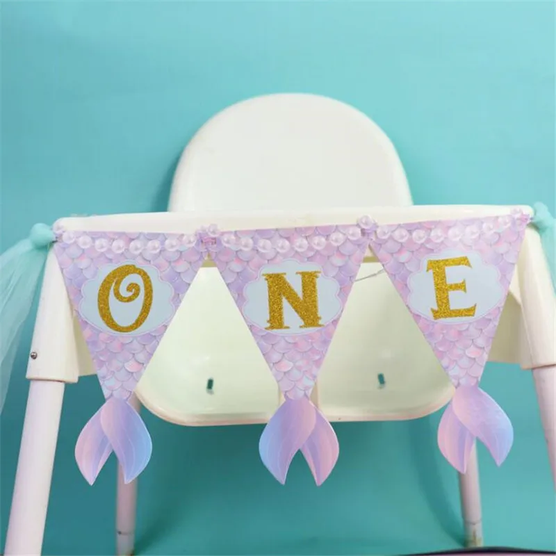 Chicinlife 1 комплект Русалка хвост один баннер с лентой День Рождения Вечеринка Baby