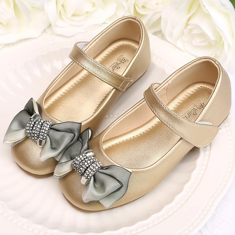 Кожаные туфли для девочек новинка весны 2020 Детские однотонные черного цвета с