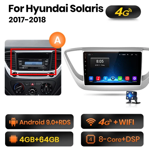 4-64GB 4G-WIFI-A AWESAFE PX9 для hyundai Solaris Verna автомобильный Радио Мультимедиа Видео плеер gps No 2din 2 din Android 9,0 2G+ 32G - Цвет: 4-64GB 4G-WIFI-A