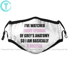 Анатомическая маска для лица Grays, я видела каждый эпизод, маска для лица Greys, модная смешная маска с 2 фильтрами для взрослых