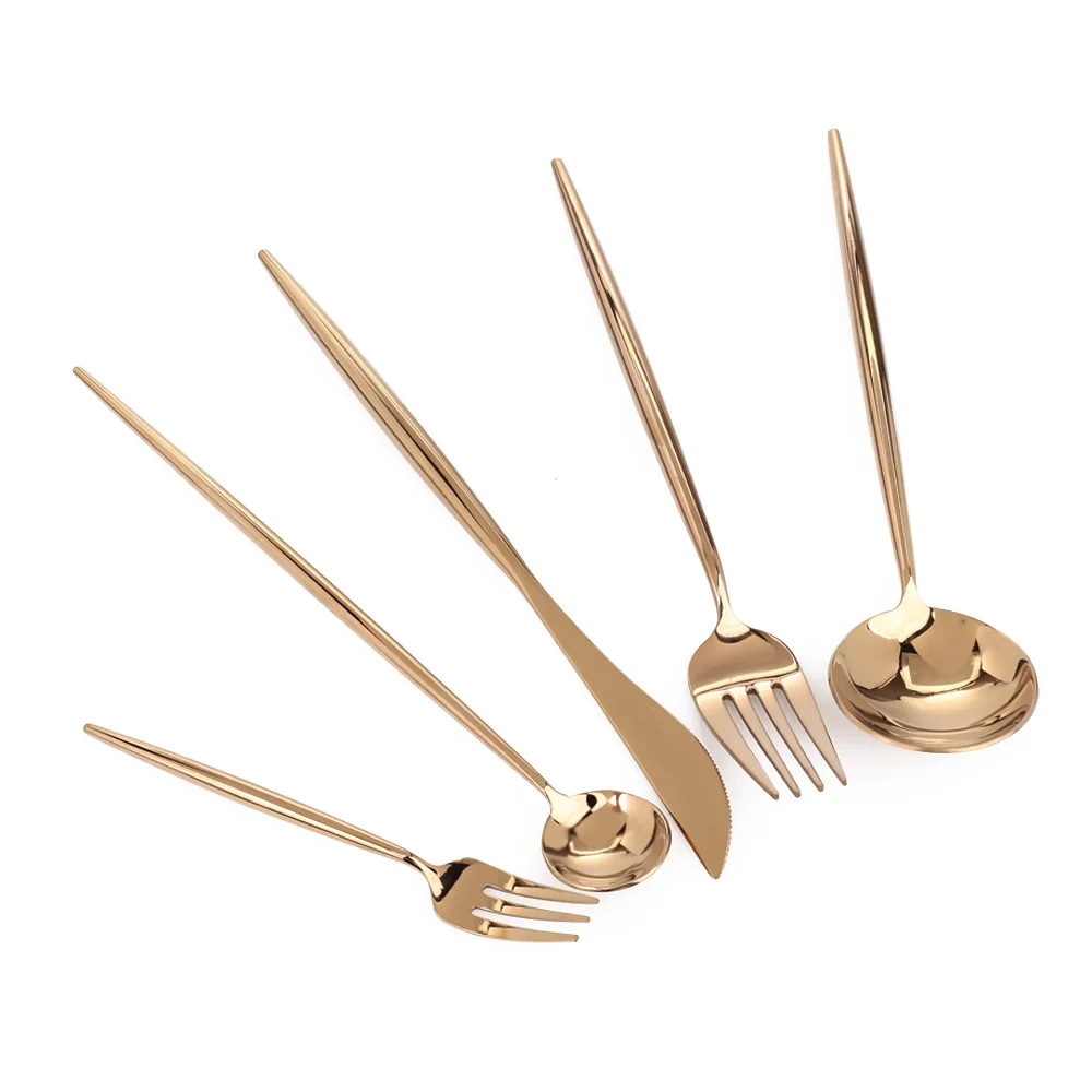 Подарочные столовые приборы для дома баров из розового золота посуда