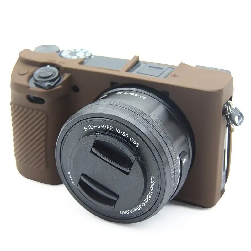 Coffee Мягкий силиконовый чехол-бампер, защитный чехол для камеры sony Alpha A6300 A6400A6100, защитный чехол для камеры - Цвет: Coffee