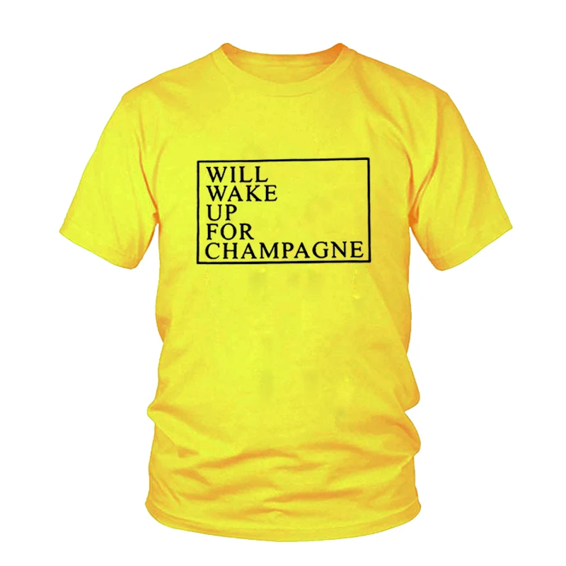 

Харадзюку рубашки будут просыпаться для шампанского Женская мода унисекс Tumblr футболка с буквенным принтом Футболки с графическим принтом топы