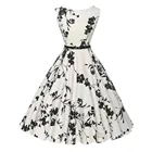 Женское винтажное платье в стиле рокабилли, темно-синее платье с цветочным принтом, пышная юбка с драпировкой качели в стиле 50-60-х годов, повседневный и вечерний наряд для женщин, на лето 2021