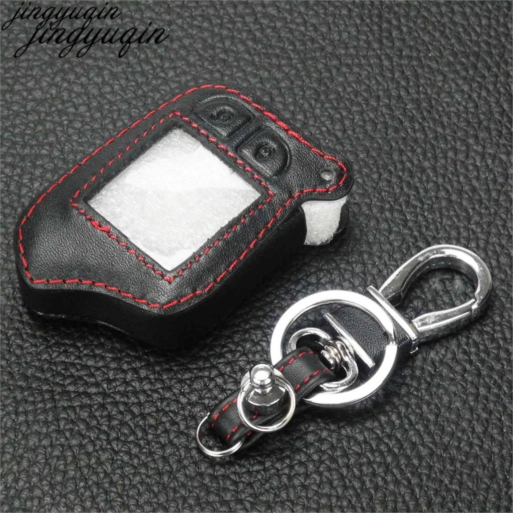 

Jingyuqin 10pcs/lot Car Alarm Leather Case For Scher-khan magicar 13 14 LCD Remote Only fit Scher khan Magicar M13 M14 Key Cover