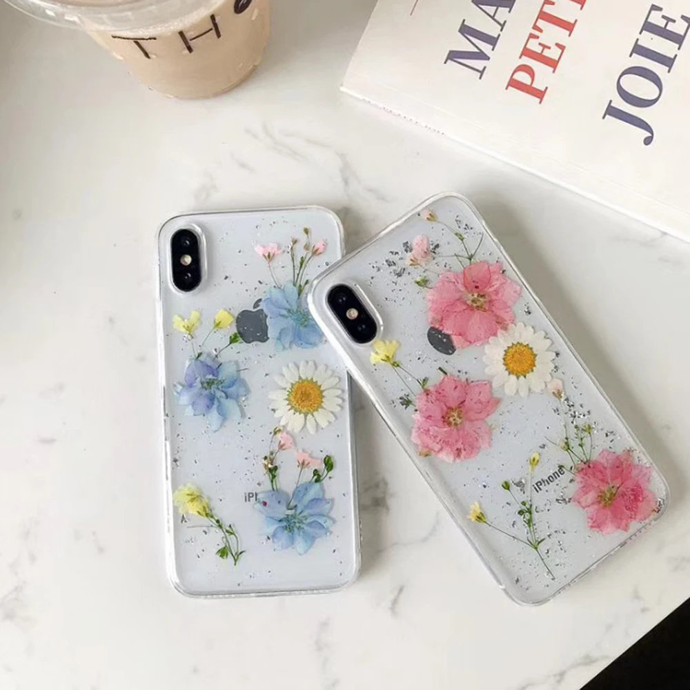 Роскошный простой прозрачный чехол с настоящими сушеными цветами для Apple iPhone 11 Pro