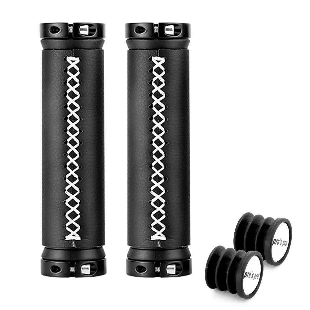 

2pcs Bike Handlebar Grips Premium PU Leather Handlebar Grip Road Bike MTB Handlebar Cover Aluminum Lock Anti-slip Grip Cover