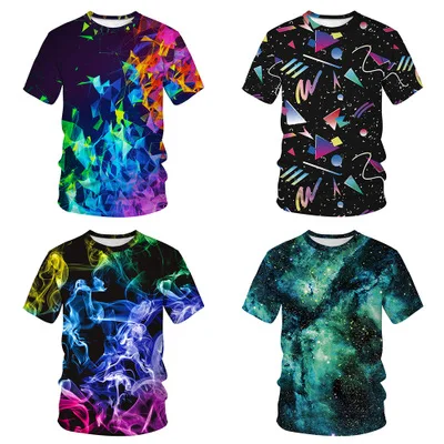 

Triangle digital print women's loose-fitting plus-size T shirt European and American lovers summer short-sleeved blouse