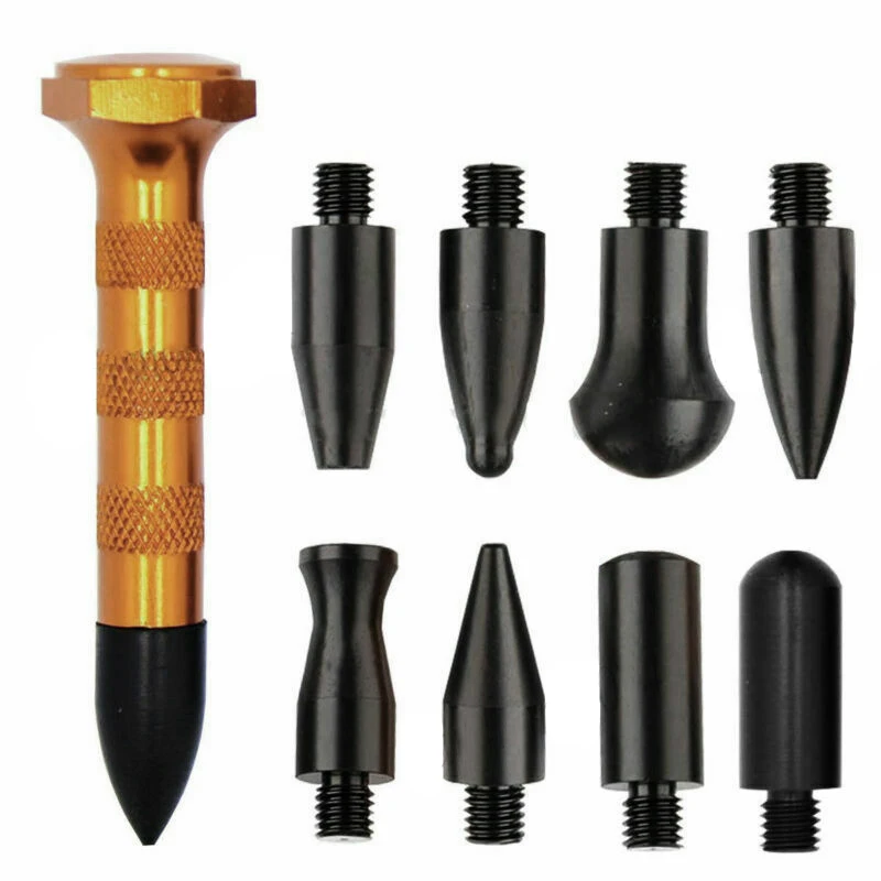

Mayitr 1set Car Auto Body Paintless Hail Removal Rubber Hammer PDR Tools With 9pcs Heads Tap Down Pen Accessories