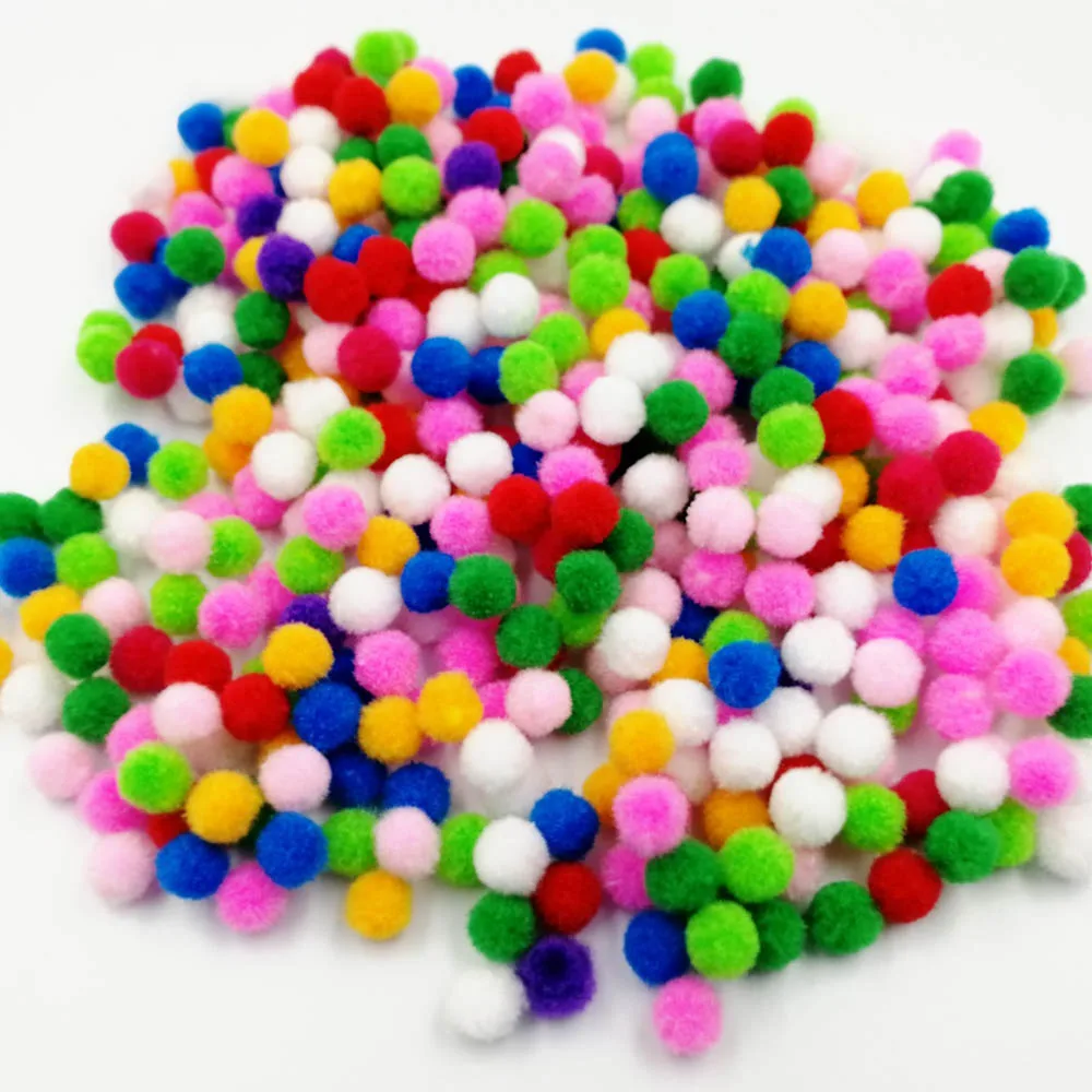 10000 шт. помпоны оптом разноцветные меховые шарики игрушки развивающие поделки