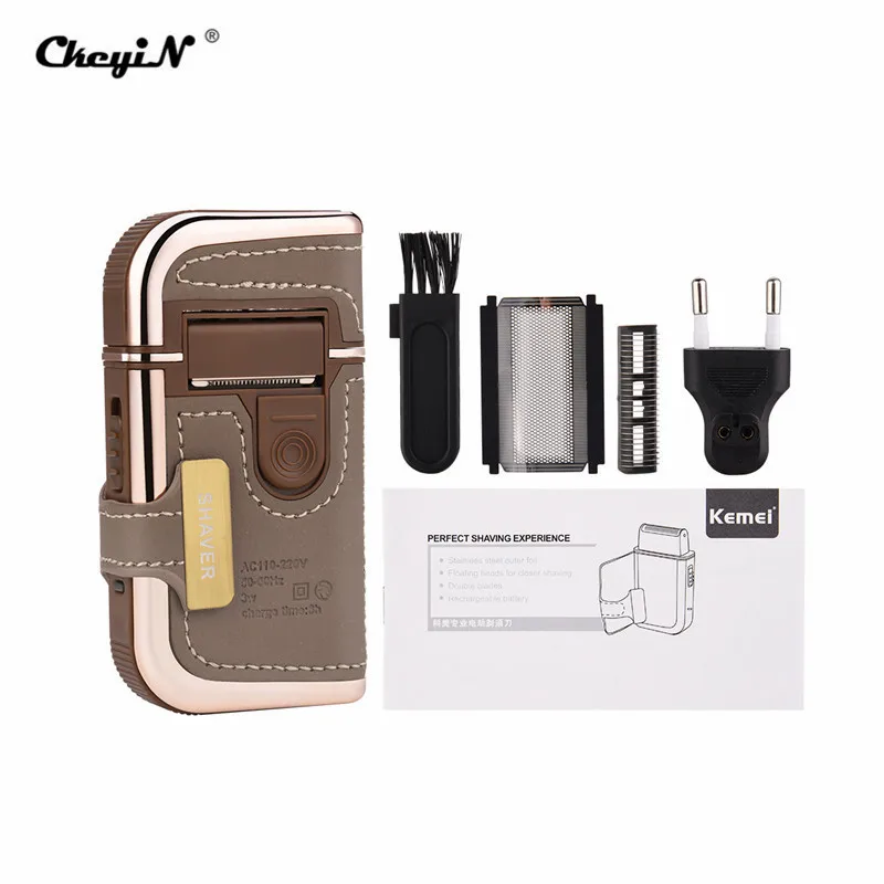 Мужские электробритвы 2 в 1 винтажные кожаные бритвенные бритвы перезаряжаемый