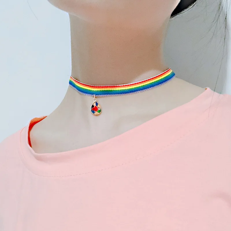 Новинка с изображением ЛГБТ-радуги Женское Ожерелье-чокер подвеска в виде Луны и