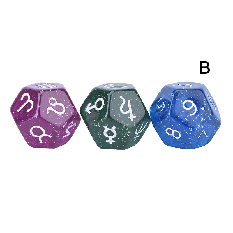 

3pcs/set Divine Dice Acrylic Dice 12 Sides Dice 6 Colors 20*20mm Dice With The Twelve Constellations