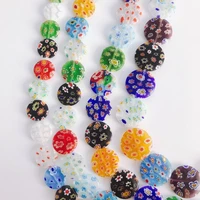 mixed color plum blossom glaze thousand flowers geometric round flat beads handmade beaded small pendant