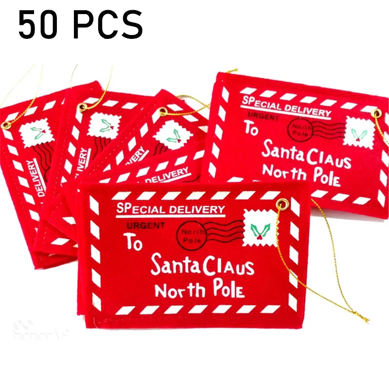

50 шт., Новогодняя сумка для конфет с надписью «Санта-Клаус»