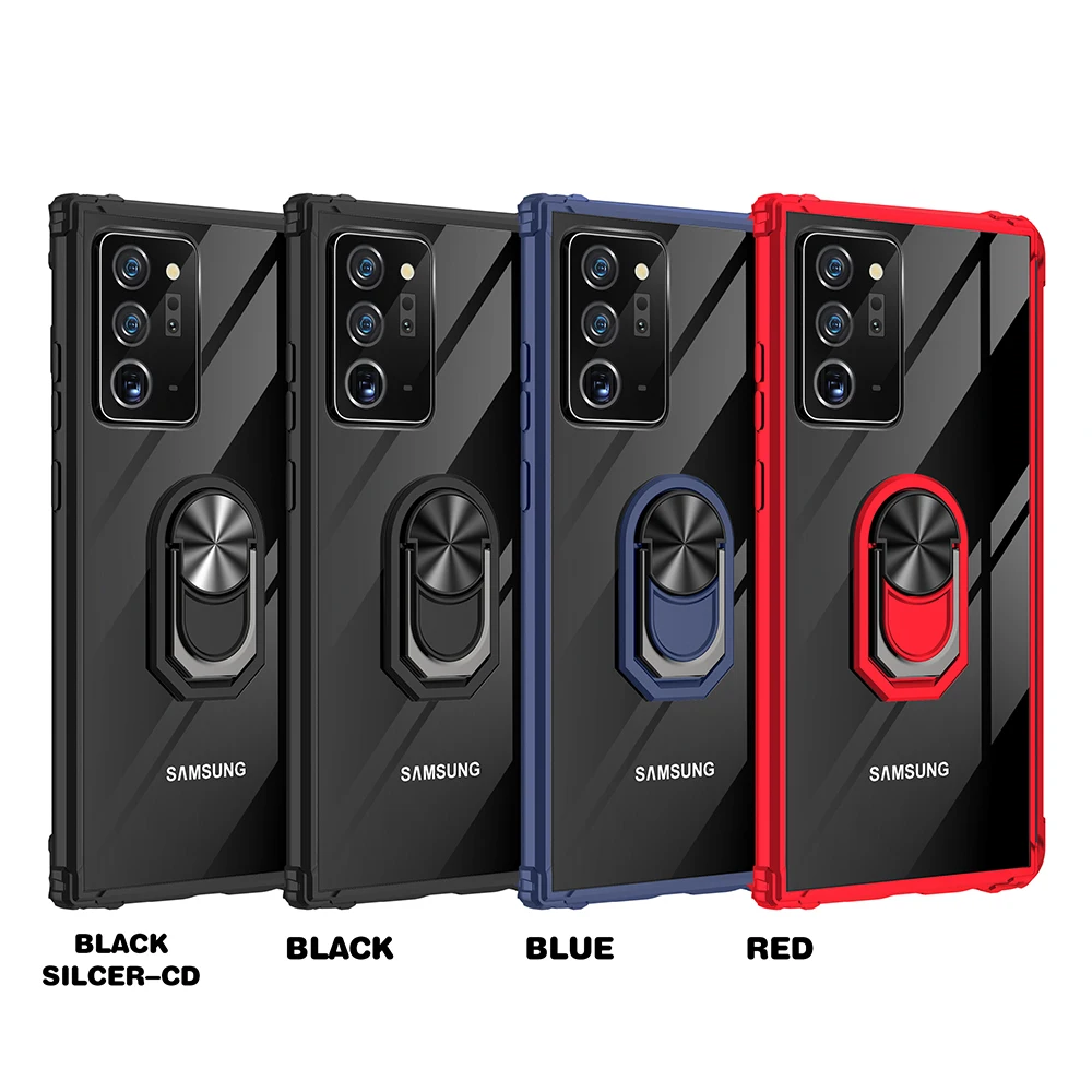 

for SAMSUNG Galaxy Note 20 Ultra S20 FE 5G S20 Plus A51 A71 Case Transparent Acrylic Car Magnetic Holder Shockproof Phone Cover