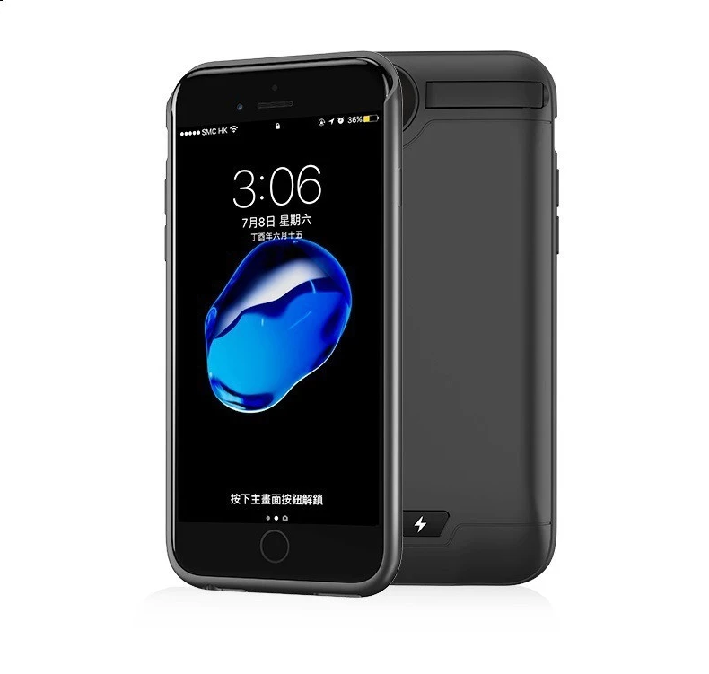 Чехол с аккумулятором 8000 мАч для iPhone 6 6S Plus тонкий силиконовый ударопрочный чехол