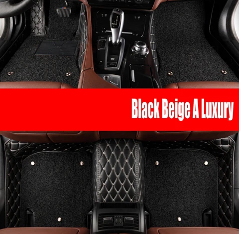 Black Beige A Luxury Автомобильные коврики для Mitsubishi Lancer Galant ASX Pajero sport V93 автостайлинг всепогодное ковровое напольное покрытие - Название цвета: Black Beige A Luxury