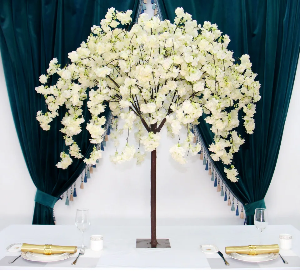 

New Weeping Cherry Blossom Wishing Tree Artificial Flower Plants Tree Wedding Table Centerpiece Store Hotel Christmas Home Decor