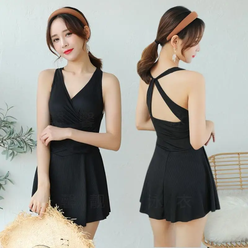 2020 swimsuit one piece dress skirt women Sexy Swimwear Female Solid Black Green Red Backless Fashion Bathing Suit | Женская одежда