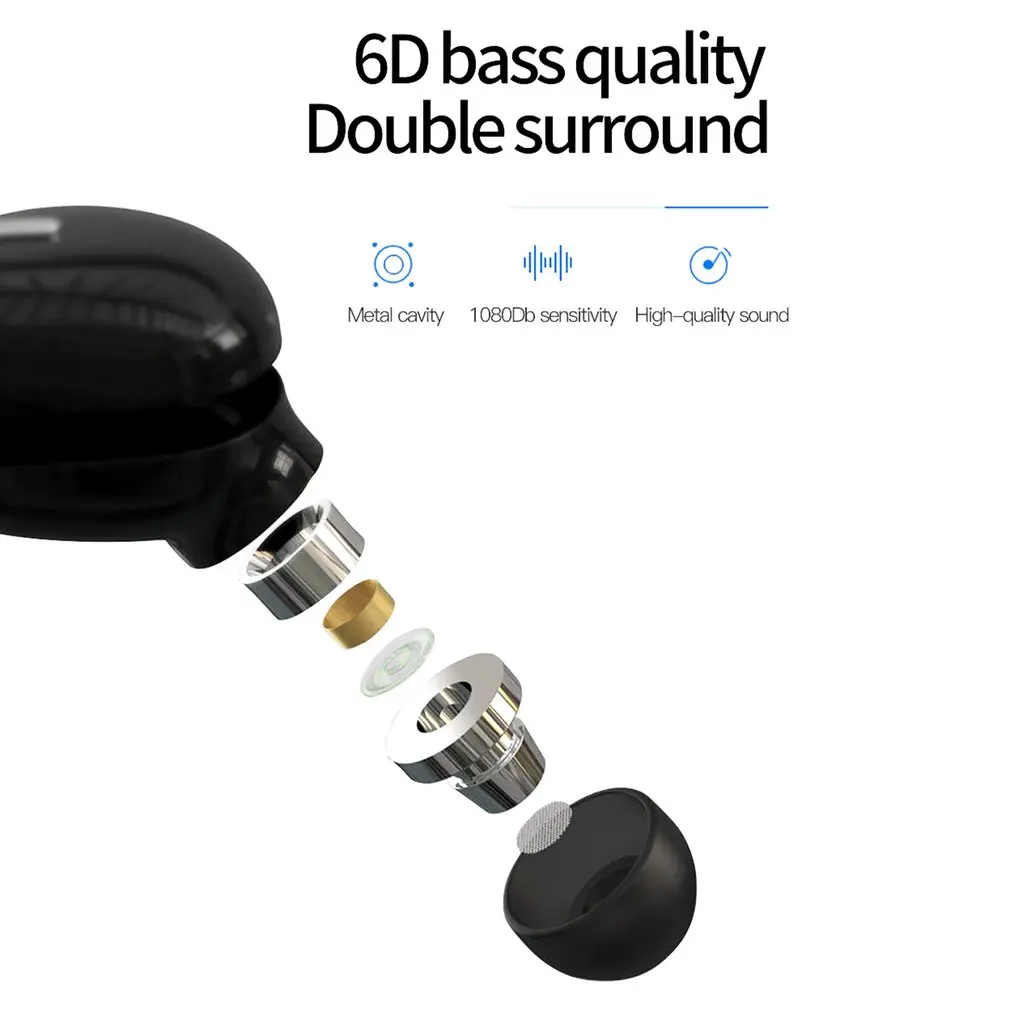 Миниатюрные беспроводные наушники вкладыши Bluetooth 5 0 3D стереонаушники X9