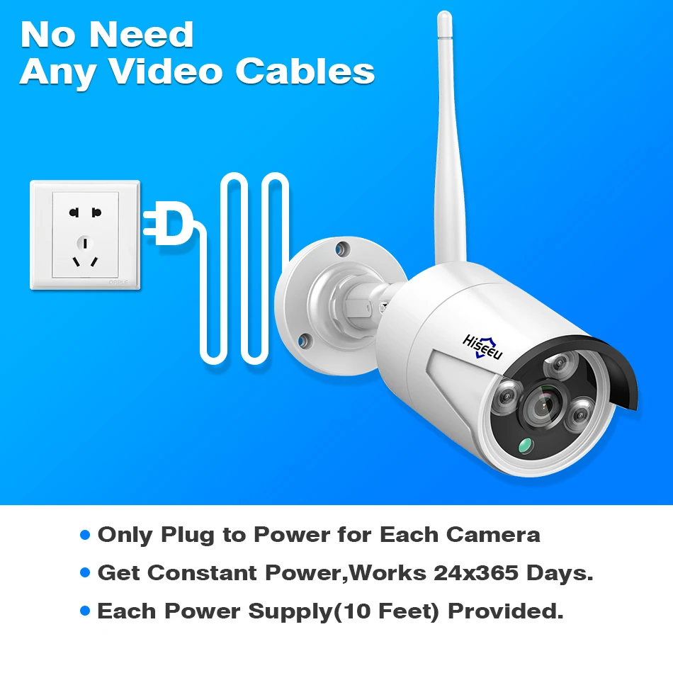 Скидка Камера Наружного видеонаблюдения Hiseeu, беспроводная водонепроницаемая камера безопасности, 8 каналов, NVR, P2P, 1536P, IP, Wi-Fi