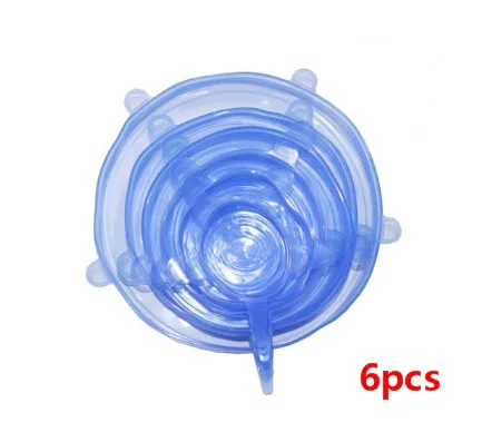 G-6CS 6/12 шт Многоразовые Силиконовая крышка для еды стрейч Vacuum Seal Обёрточная бумага Кухня организации Пособия по кулинарии Еда держать закрытые крышки дропшиппинг - Цвет: G-6CS