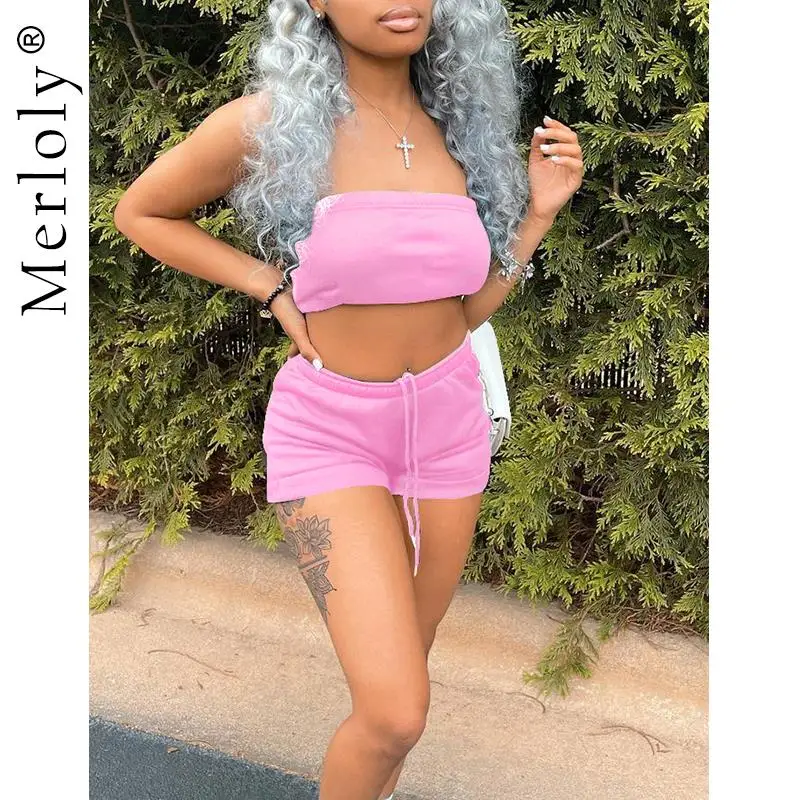 

Комплект из двух предметов, Женский пикантный укороченный топ-бюстье с завышенной талией и шорты-джоггеры на шнуровке, лето 2021, спортивные к...