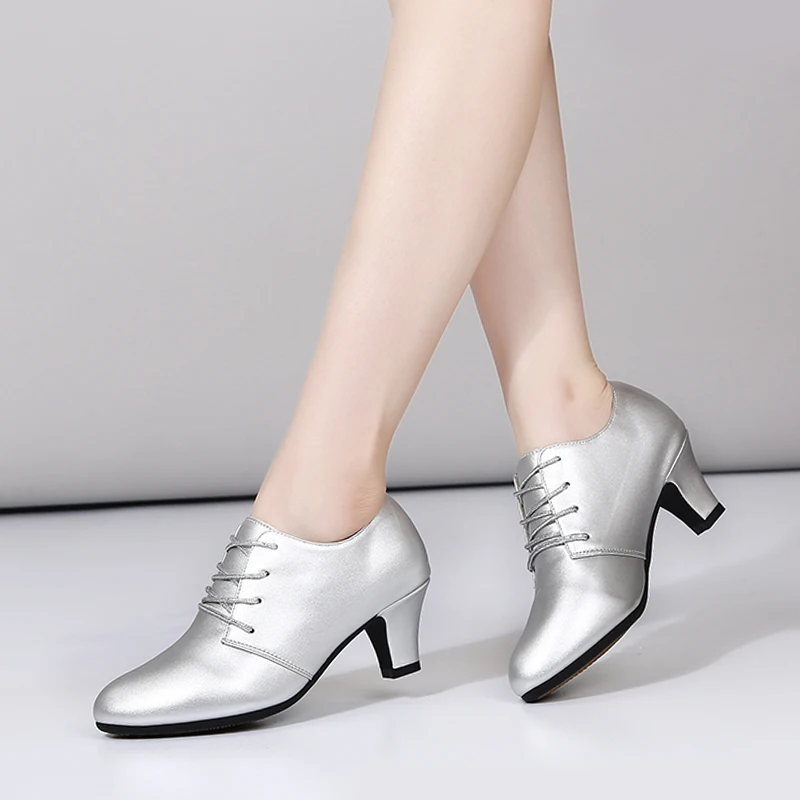 New Professional Modern Dance Shoes Ballroom Tango Latin Salsa Rubber Soft Sole for Women/Ladies /Girls 5CM Heels Leather Shiny
