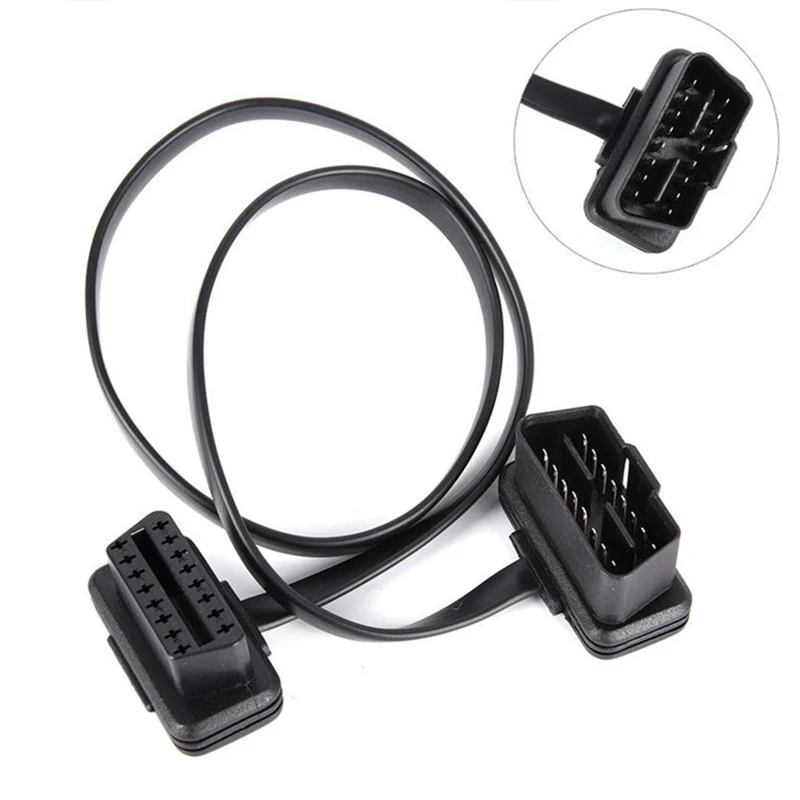 

60CM Flat+Thin As Noodle 16 Pin Socket OBD OBDII OBD2 16Pin Male To Female Car Scanner Extension Cable 8Core Connector