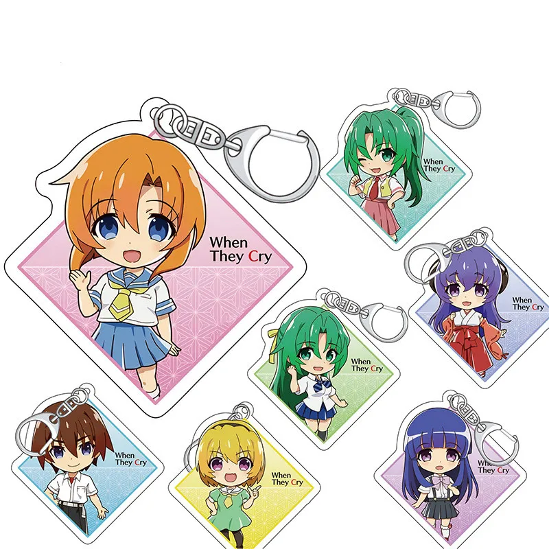

Брелок для ключей в стиле аниме «хигураси», акриловый аксессуар для ключей с подвеской в виде плача для брюк и детей