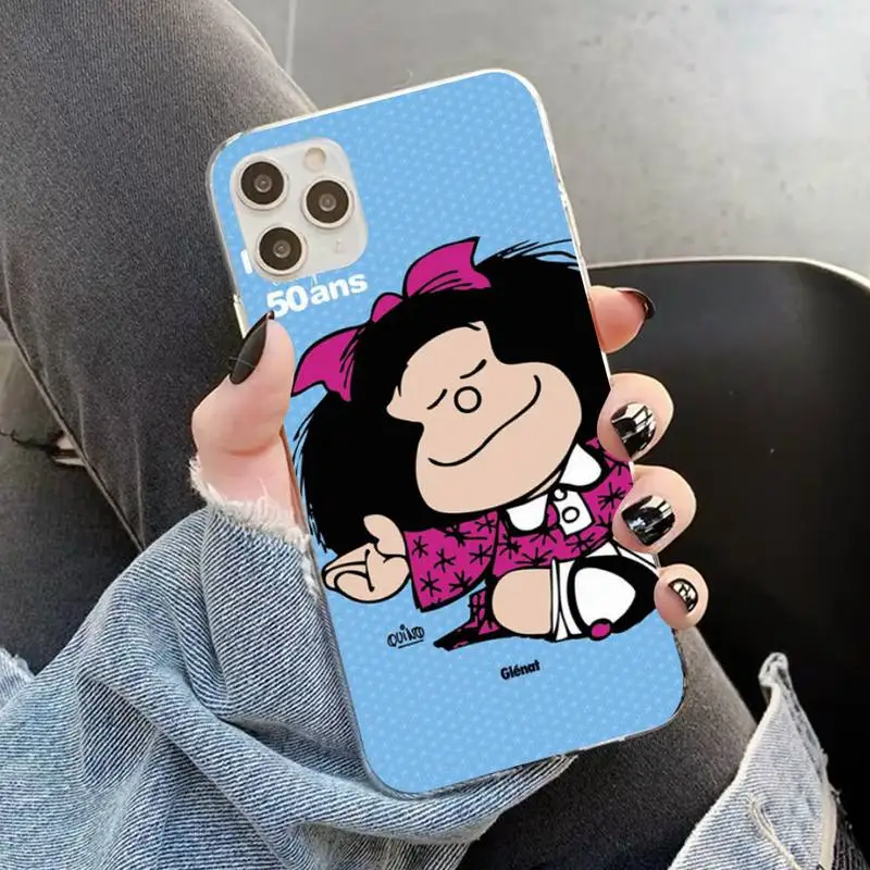 yndfcnb hot mafalda phone case for iphone 13 11 12 pro xs max 8 7 6 6s plus x 5s se 2020 xr case free global shipping