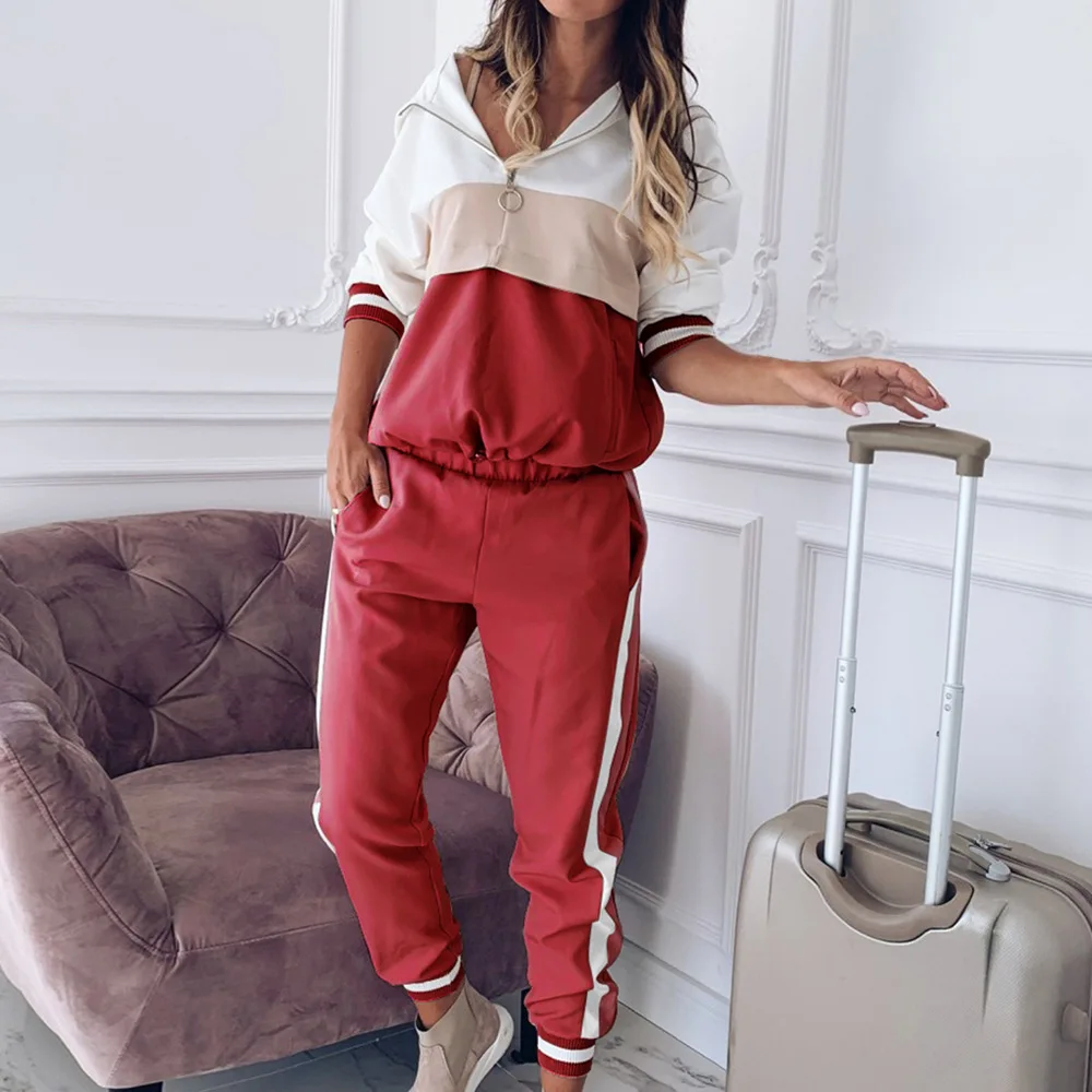 

2021 European and American women's autumn new fashion sports and leisure suit two-piece suit
