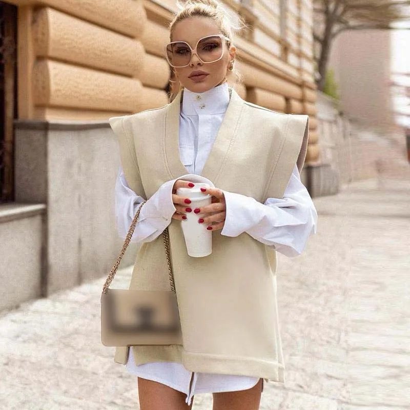 Жилет женский трикотажный безрукавка свободная верхняя одежда в Корейском стиле