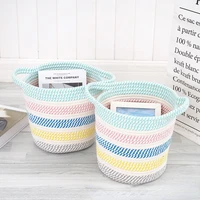 household foldable laundry basket cotton and linen woven snacks cosmetics and sundries storage basket stitching laundry basket