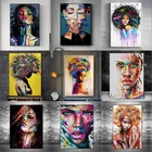 Африканское искусство, абстрактная девушка, картина маслом на холсте, граффити, плакаты и принты, Женский портрет, уличная Настенная картина, домашний декор
