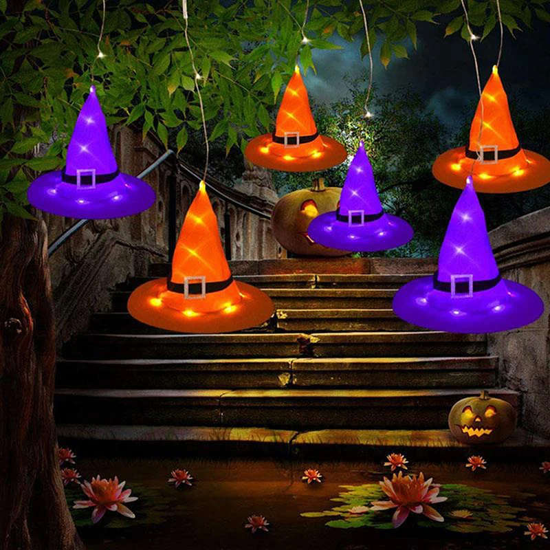 Sombrero de bruja luminoso Led para Halloween, sombrero de bruja brillante, tocado para niños y adultos, disfraz de fiesta, suministros de decoración de Halloween