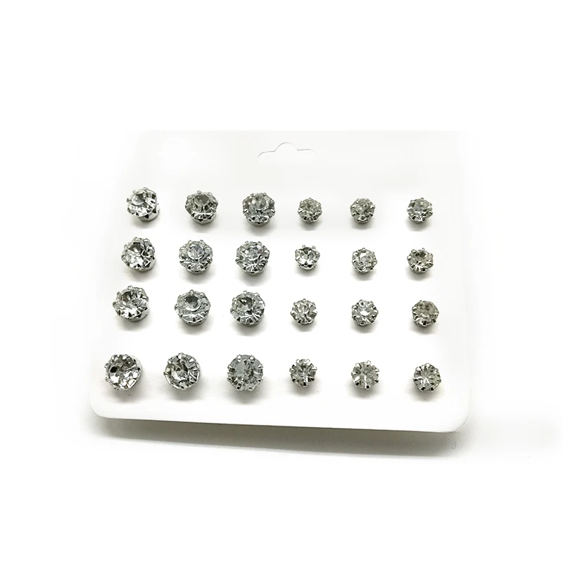 

12 Pairs/set Modern Women's Earrings 2020 Crystal Stud Women Jewelry Accessories Piercing Ball Stud Earring Kit New
