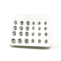 12 pairsset modern womens earrings 2020 crystal stud women jewelry accessories piercing ball stud earring kit new
