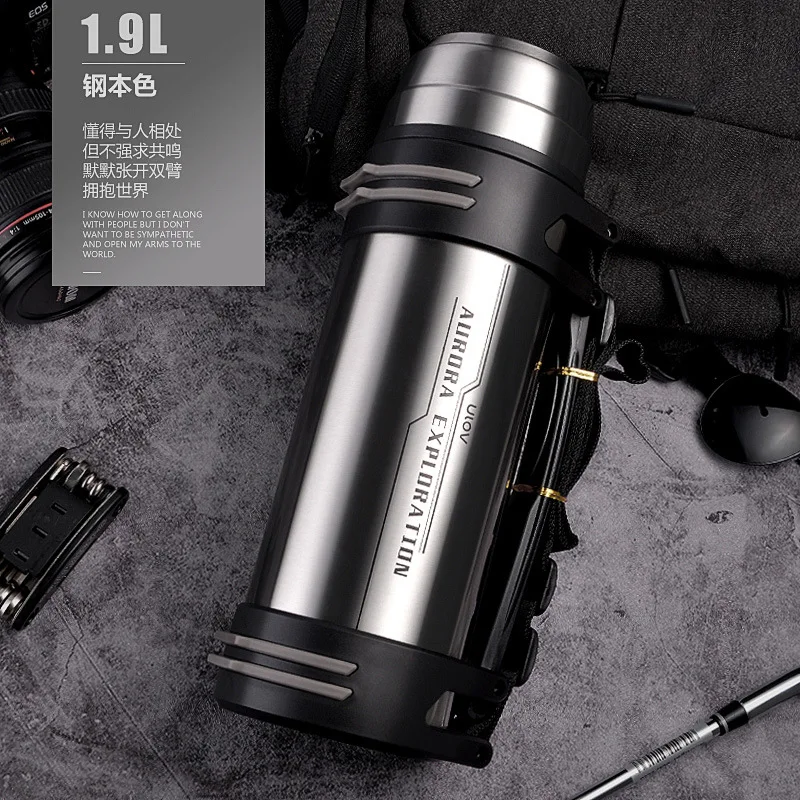 Sliver 1900ml Брендовые вакуумные колбы из нержавеющей стали с двойными стенками, термос с изоляцией, термосы, емкость для улицы, термальные бутылки - Цвет: Sliver 1900ml