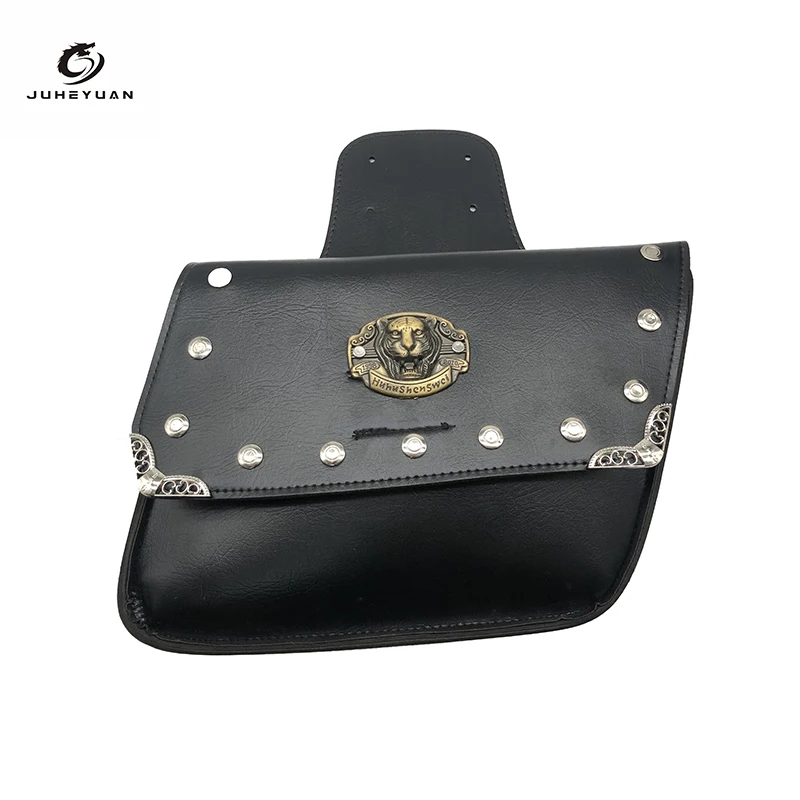 

2021 New Heavy Locomotive Motorcycle Waterproof Racing Competition Motorcycle Golden Tiger Head Travel Bag Luggage Saddle Bag
